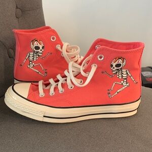 Converse Dia De Los Muertos Day of the Dead Skeleton Hightop Shoes M-7.5W-9.5